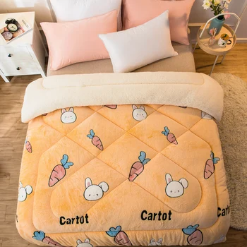 

SF Cute Style Thicken Warm Autumn Plush Comforter 5 Kg Weight Super Warm Lamb Quilt Winter Blanket Double-sided Velvet Quilt