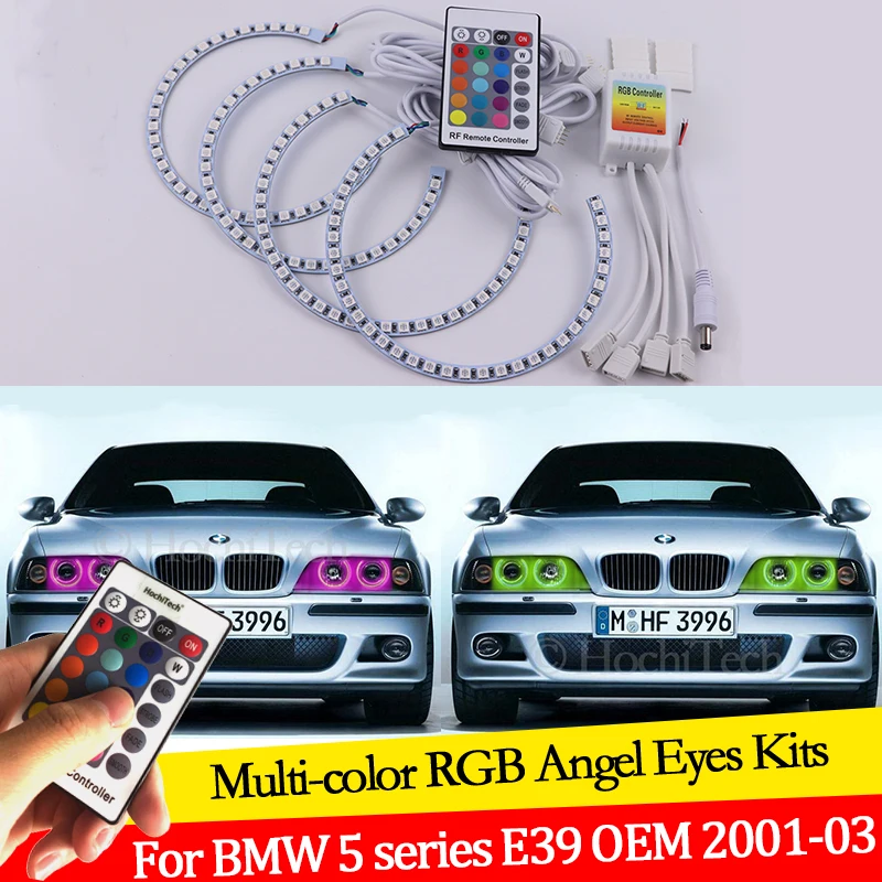

Для BMW 5 серия E39 OEM 2001-200316 цвета RGB Ангельские глазки светодиодный гало кольца RF Беспроводной Управление дневные ходовые огни