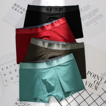 

Summer Men Boxer Fresh Color Men Underwear Soft Cotton Breathable U Convex Pouch Men Underpants Cuecas Panties 4pcs/lot