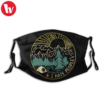 

Fathers Day Mouth Face Mask I Hate People Camping Hiking Facial Mask Funny Kawai with 2 Filters for Adult