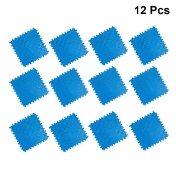 

12pcs 60x60cm EVA Foam Splicing Mat Leaf Grain Non Slip Mat Fitness Interlocking Protective Cushion For Home (Blue)