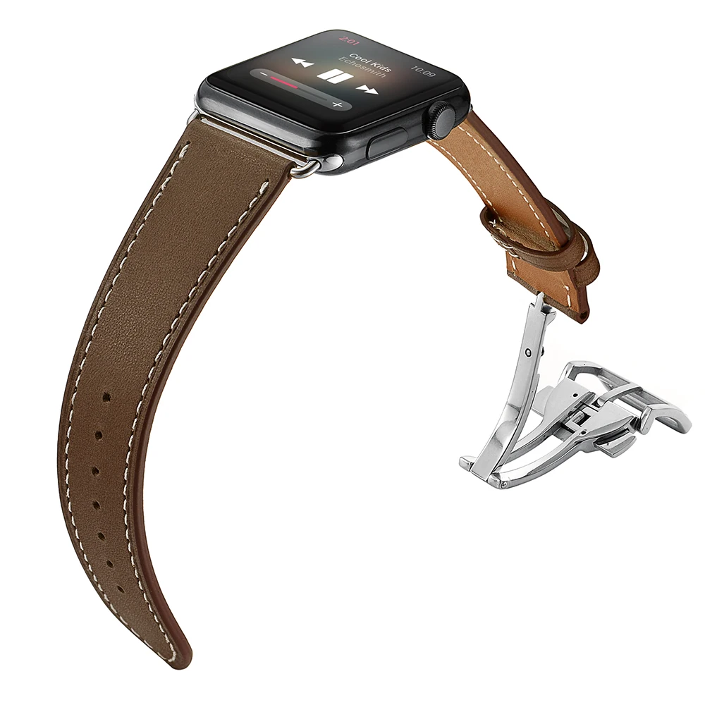 Ремешок для часов из натуральной кожи для apple watch 44 мм 42 мм и 38 мм 40 мм ремешок из коровьей кожи Аксессуары для ремешка