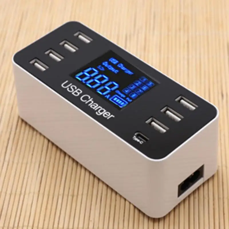 8 портов USB адаптер ЖК-дисплей 7 USB PD зарядный концентратор разветвитель с кабелем питания достаточная безопасность и длительный срок службы