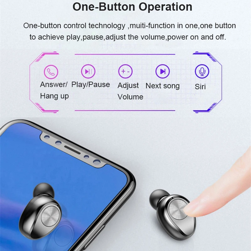 F9 Bluetooth V5.0 наушники беспроводные наушники 8D стерео Спортивные Беспроводные наушники гарнитура 2000 мАч для iPhone Xiaomi