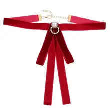 1pc premium cor pura gravata borboleta bonito falso pérola gravata borboleta uniforme gravata borboleta