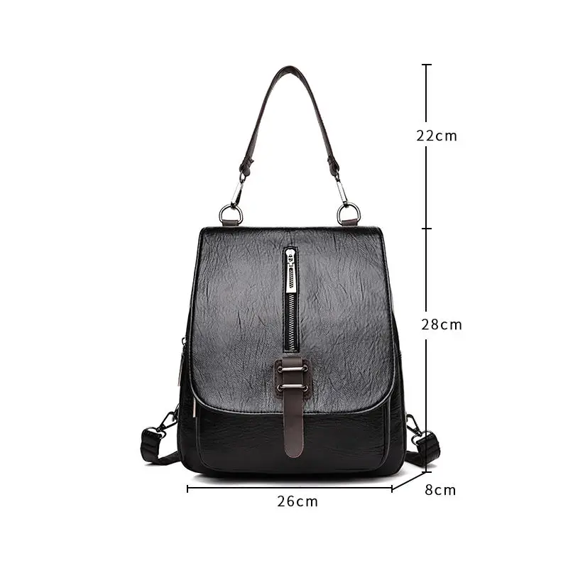 Women Leather Shoulder Bookbag Multifunction Backpacks New Deisgn Quality Backpack Lady VintageFemale Travel Bag Sac A Dos