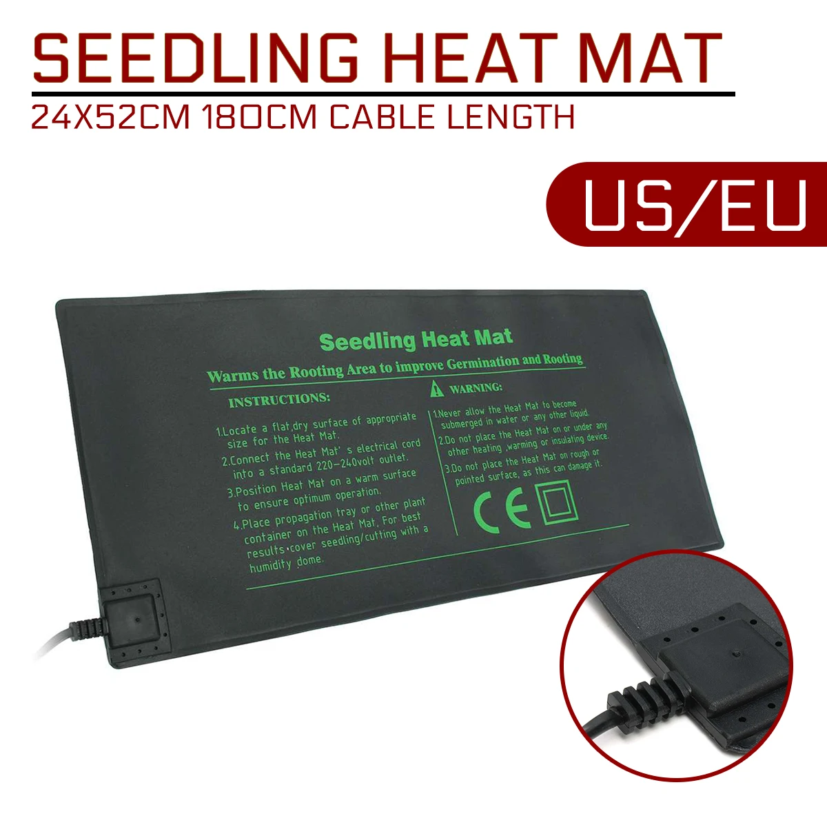 

Seedling Heat Mat 24x52cm Plant Seed Germination Clone Propagation Starter Warm Pad Mat Flowers Vegetable Garden Tool Supplies