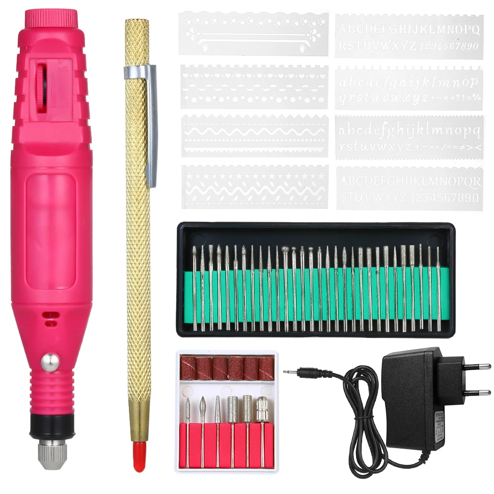 Electric Engraving Pen Mini Engraver Grinder Speed Adjustable Polishing Machine Manicure Polishing Grinding Milling Tool Kit