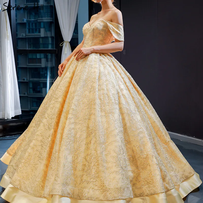 Золотое Милое сексуальное роскошное атласное свадебное платье с открытыми плечами на шнуровке, свадебные платья, дизайн HM66938, на заказ
