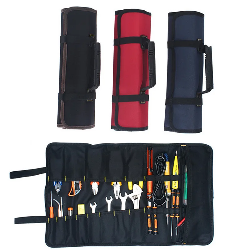 

Multifunction Roller Tool Bags Oxford Canvas Practical Handles Bags Chisel Electrician Carrying Toolkit Instrument Package Case