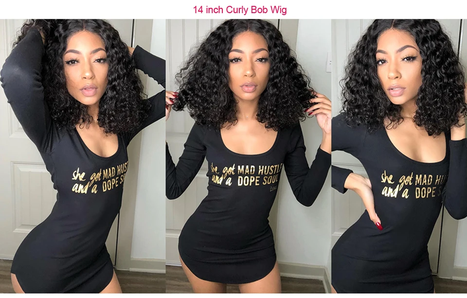 Frente do Laço Perucas de Cabelo Peruca de Cabelo Humano para Preto Curto Peruca Encaracolado Humano 150 Densidade Remy Índia jc 4x4 Bob 1 Jc 4x4 curto bob peruca encaracolado curto