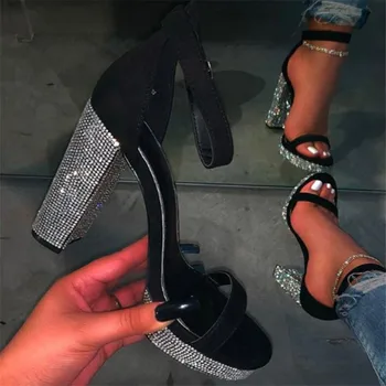 

Summer PVC Transparent High-heeled sandals Open Toes Sexy Party High Heel Crystal Women's Shoes Transparent band High Heels