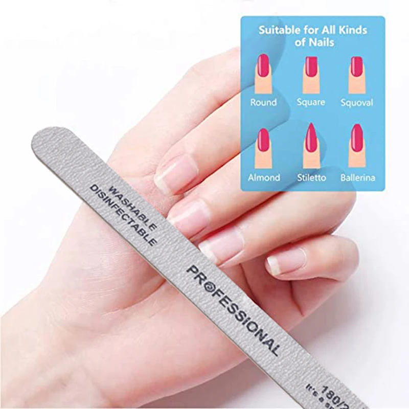 20 Stück Nagelfeilen UV Gel Nagellack Lime a Ongle Professionelle waschbare Nagelfeilen Schleifpapier Maniküre Pediküre Kunst DIY Werkzeug – Detail 14