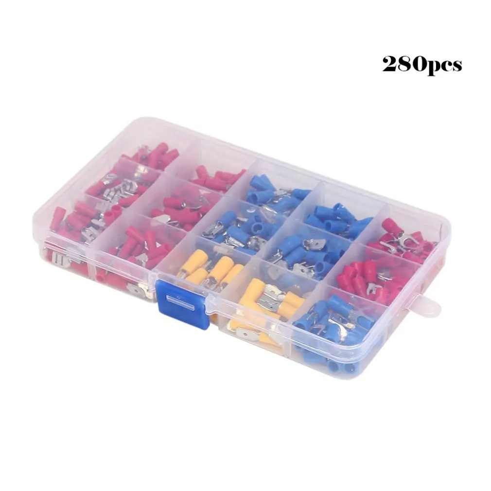 

280pcs Assorted Insulated Electrical Wire Terminal Crimp Connector Spade Set Kit Assorted Insulated Wire Terminal