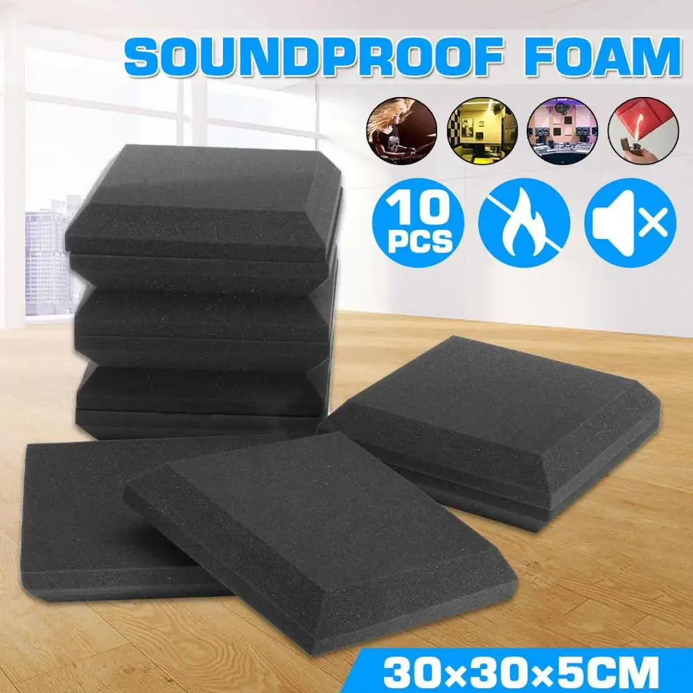 10 unids/set 30x30x5cm a prueba de panel de sonido de absorción de ruido esponja acústica paneles de azulejos de la pared para KTV Estudio de Audio habitación