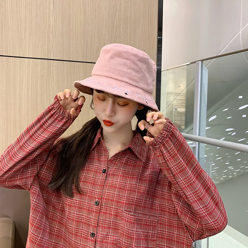 

INS Hat Women's Autumn And Winter Japanese-style Literature And Art Lettered Embroidered Bucket Hat Men's Korean-style Fashion A