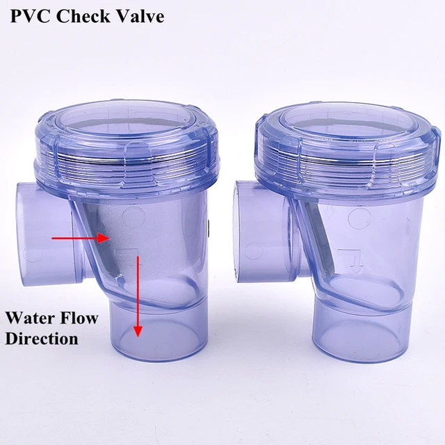 Clapet Anti-retour PVC Transparent 50 Mm - Double Union - Pour Aquarium, Irrigation, Traitement D'eau