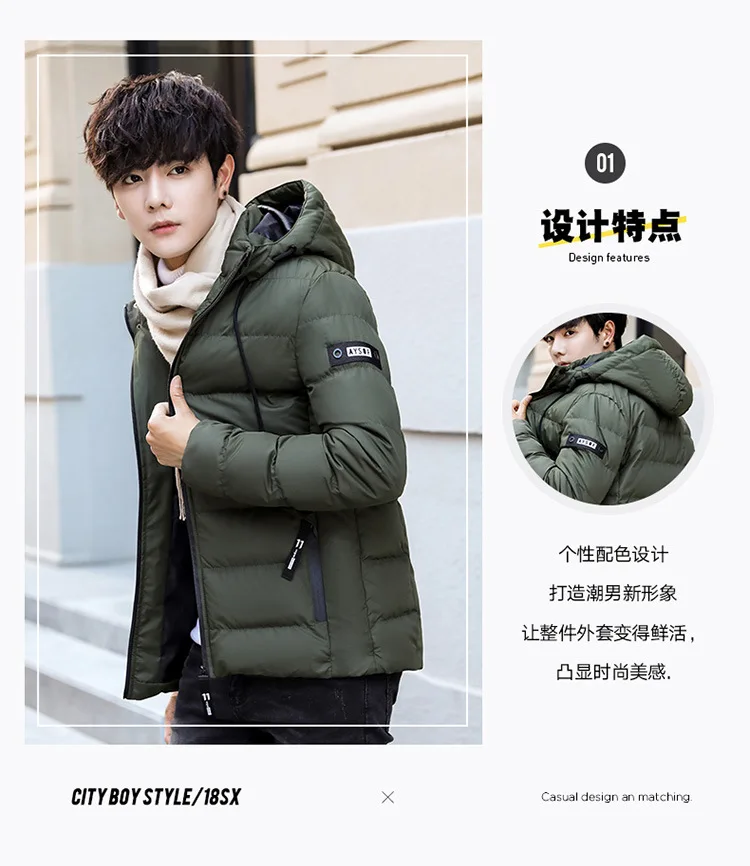 Новая стильная одежда с хлопковой подкладкой, Мужское пальто, зимняя Молодежная куртка с толстой хлопковой подкладкой в Корейском стиле, модная одежда, красивый я