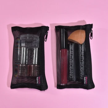 

2Pcs BEAUTYBIGBANG Black nail & Cosmetic Bag Travel Makeup Case Women Zipper Nail Products Organizer Storage Pouch