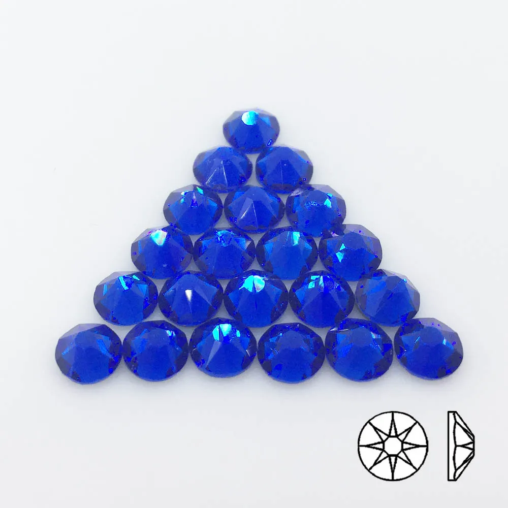 Цветные сапфировые 3D Стразы для дизайна ногтей 8Big 8 Small glass/Crystal Nails Hot Fix Decoration