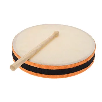 

8" Wood Hand Drum Dual Head with Drum Stick Percussion Musical Educational Toy Instrument for KTV Party Kids Toddler