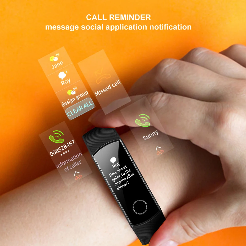 huawei Honor Band 5 умный Браслет AMOLED цветной сенсорный экран водонепроницаемый трекер сна пульсометр фитнес-трекер Браслет