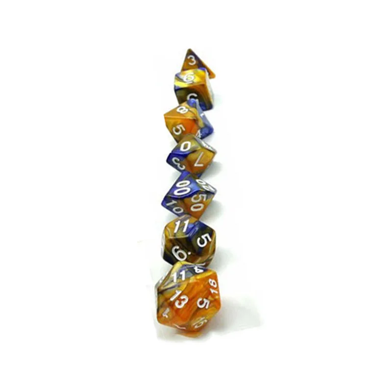blue gold 7 шт./компл. игральные кости DND смешанные Цвет кости полиэдральный игры в кости для ролевой игры «Подземелья и Драконы» Настольная игра s D& Аксессуары для настольной игры - Цвет: blue gold