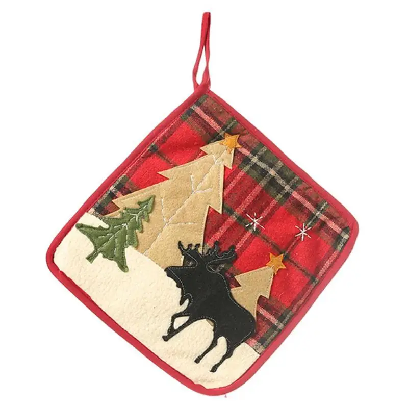 Merry Christmas ткань в клеточку перчатки для микроволновой печи изоляционный коврик рождественские украшения для дома вечерние Инструменты для выпечки 33 - Цвет: Cushion