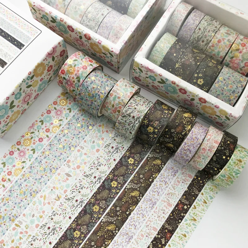 10 шт./партия Цветок Золотой декоративный скотч Маскировочная лента васи Diy