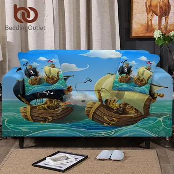 

BeddingOutlet Pirate Sofa Cover Stretch Cartoon Boat Stretch Slipcover Nautical Ocean Couch Cover Chair Protector capa de sofa