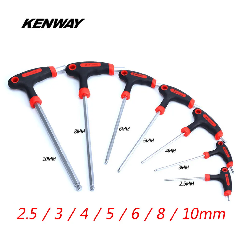 7pcs KENWAY 7 Размер, набор инструментов для ремонта горного велосипеда, шестигранный ключ, 2,5-10 мм, для тормоза, педали, гарнитура, шток, установка, разборка - Цвет: 7pcs