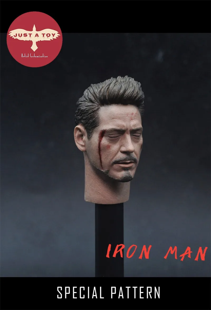1/6 шкала tony Head лепить закрытые глаза Железный человек Tony Stark голова Нормальная/поврежденная подходит 1" тело Подарочная коллекция для фанатов