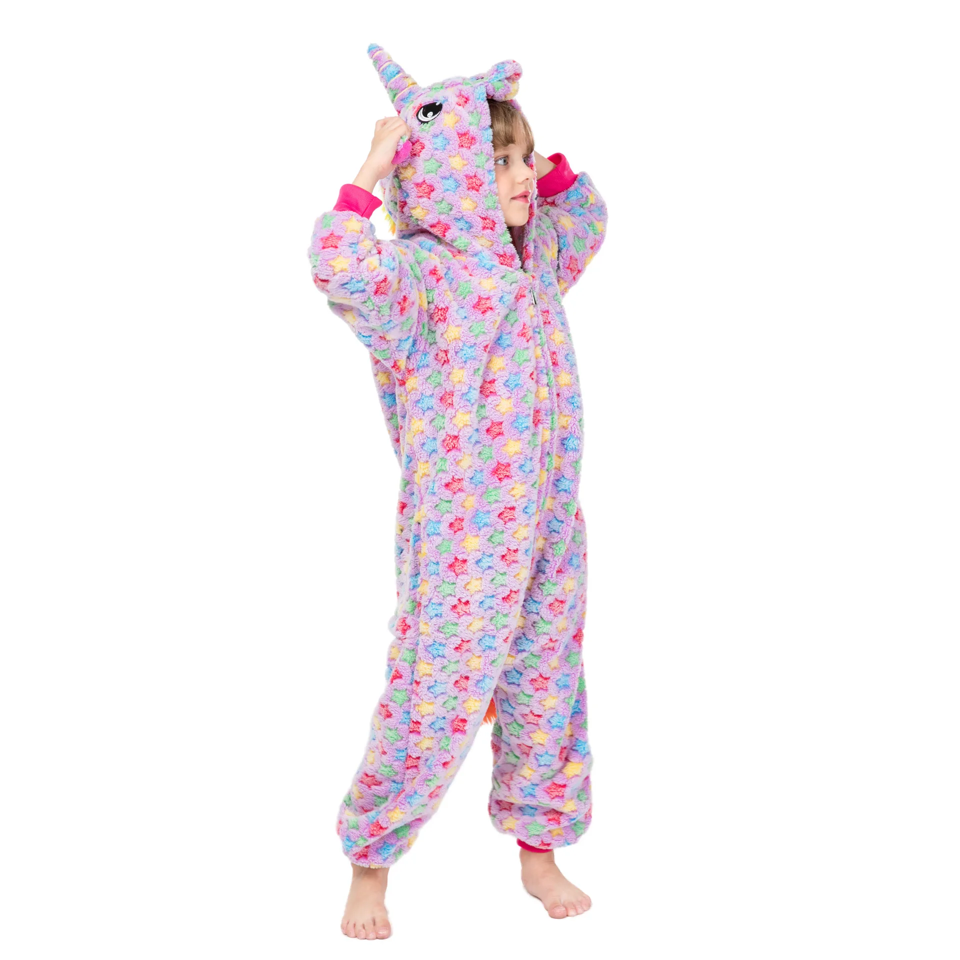 Кигуруми Детская одежда для сна для мальчиков и девочек; Пижама с единорогом; фланелевая Детская Пижама со стиком и единорогом; комплект зимних комбинезонов с животными