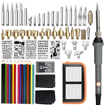 

71PCS 60W Temperature Adjustable Electric Soldering Iron Kit Wood Burning Pen Set Carving Pyrography Tools Welding Heat Pencil