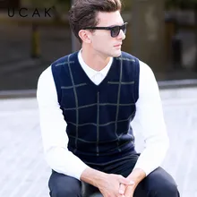 ^#Cheap UCAK Brand Pure Merino Wool Sweater Vest Men New 2019 Autumn Winter Pull Homme V-Neck Casual Streetwear Striped Warm Vests U3101 ^#Cheap UCAK Brand Pure Merino Wool Sweater Vest Men New 2019 Autumn Winter Pull Homme V-Neck Casual Streetwear Striped Warm Vests U3101