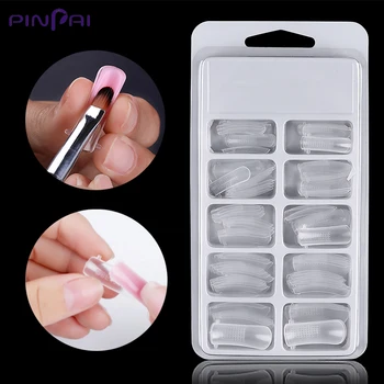 

100 Pcs/Set Reusable Nail Art Gel Mold Form False Tips Quick Building Extension UV Nail Gel Fake Tip Manicure Tool Mold
