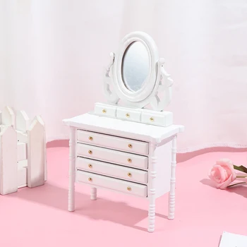 

1:12 Dollhouse Mini Furniture Toys Dressing Table Model for Doll House Decor For Building Kits Bedroom Dolls Make-up Toys