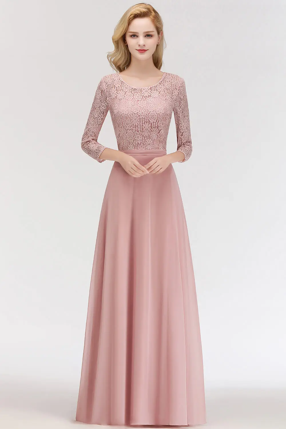 pink Длинное вечернее платье, кружевная, шифоновая, без рукавов, сексуальное, тонкое, элегантное, официальное, женское, выпускное платье, Robe De Soriee Vestidos - Цвет: pink