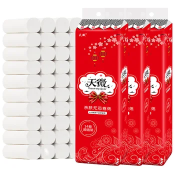 

14 Rolls Silky Smooth Soft Toilet Paper Roll 4 Layers Home Kitchen Toilet Tissue Strong Highly Absorbent Hand Towels for Daily