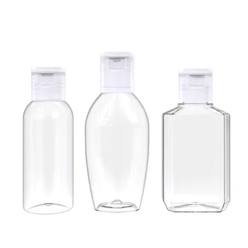 

50ml/60ml/100ml Disposable Hand Sanitizer Bottle Transparent Pet Plastic Octagonal Flip Bottle Liquid Soap Foam Squeeze Bottle