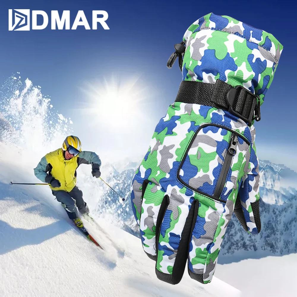 DMAR камуфляжные лыжные перчатки мужские водонепроницаемые сноуборд с подогревом