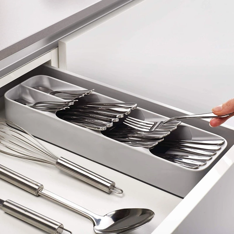 

2019 Knife Fork Spoon Storage Box Separate Tableware Storage Finishing Box Kitchen Drawer Cutlery household Storage Box