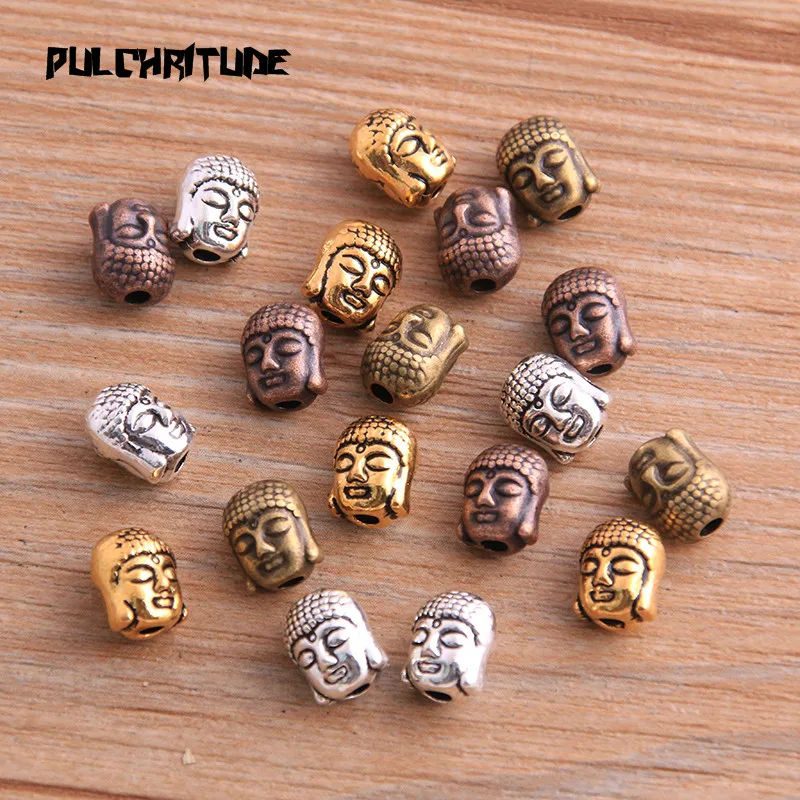 20pcs 7*7*9mm Four Color Buddha Head Portr Bead Spacer Bead Charms For Diy Beaded Bracelets Jewelry Handmade Making