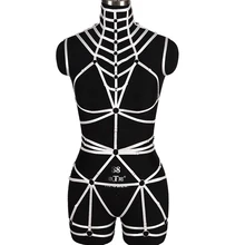 Body Harness Lingerie Set Cage Bra Neck Bondage Hollow Out Chest Belt White Gothic Cupless Bralette Plus Size Crop Top for Women