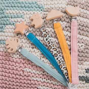 

1pc Baby Pacifier Chain Wooden Animal Clip Elephant Star Dummy Cotton Chain Nipple Soother Stroller Chain Holder Infant Crib Toy