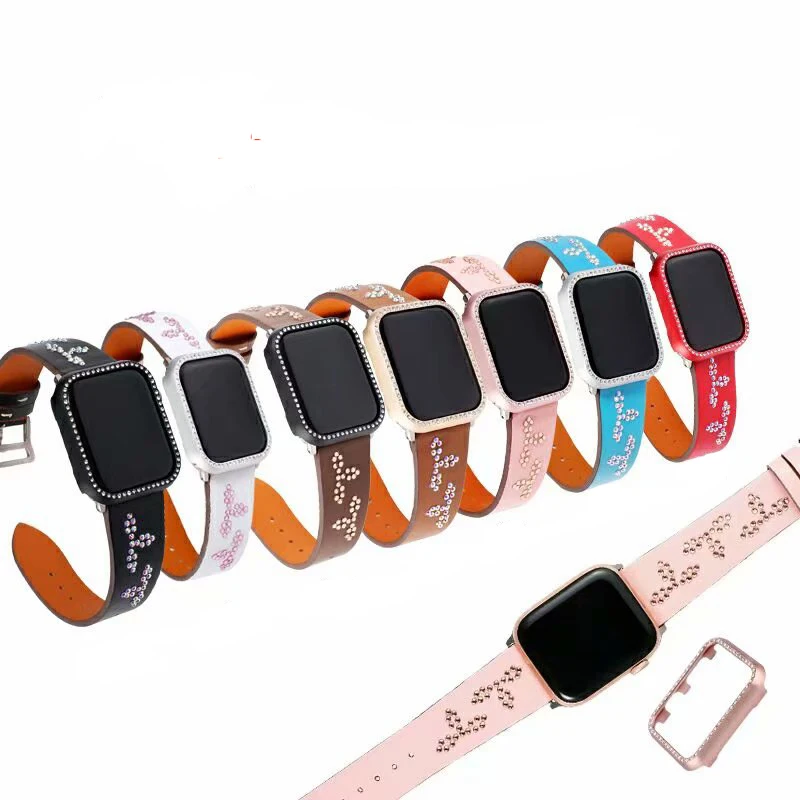 Женский кожаный ремешок Jewelr для Apple Watch 44 мм 42 40 поставляется с разноцветными