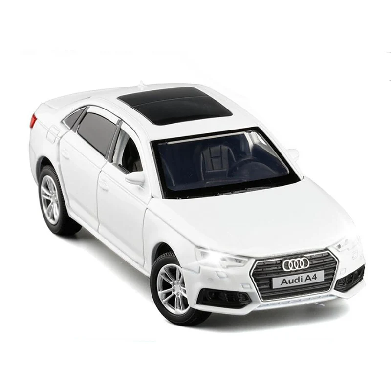 Модель автомобиля Audi A4 из сплава под давлением Спортивная черная белая со