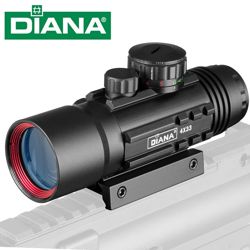 4X33 Tactical Optic Sight Green Red Illuminated Riflescope Hunting Rifle Scope Sniper Airsoft Air Guns