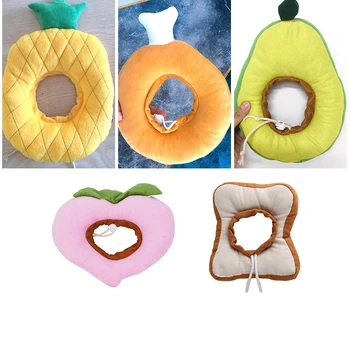 

Soft Cotton Pet Elizabethan Collar Adjustable Bread Fruit Shape Cat Neck Cone Recovery Surgery Wound Healing Neck Ring