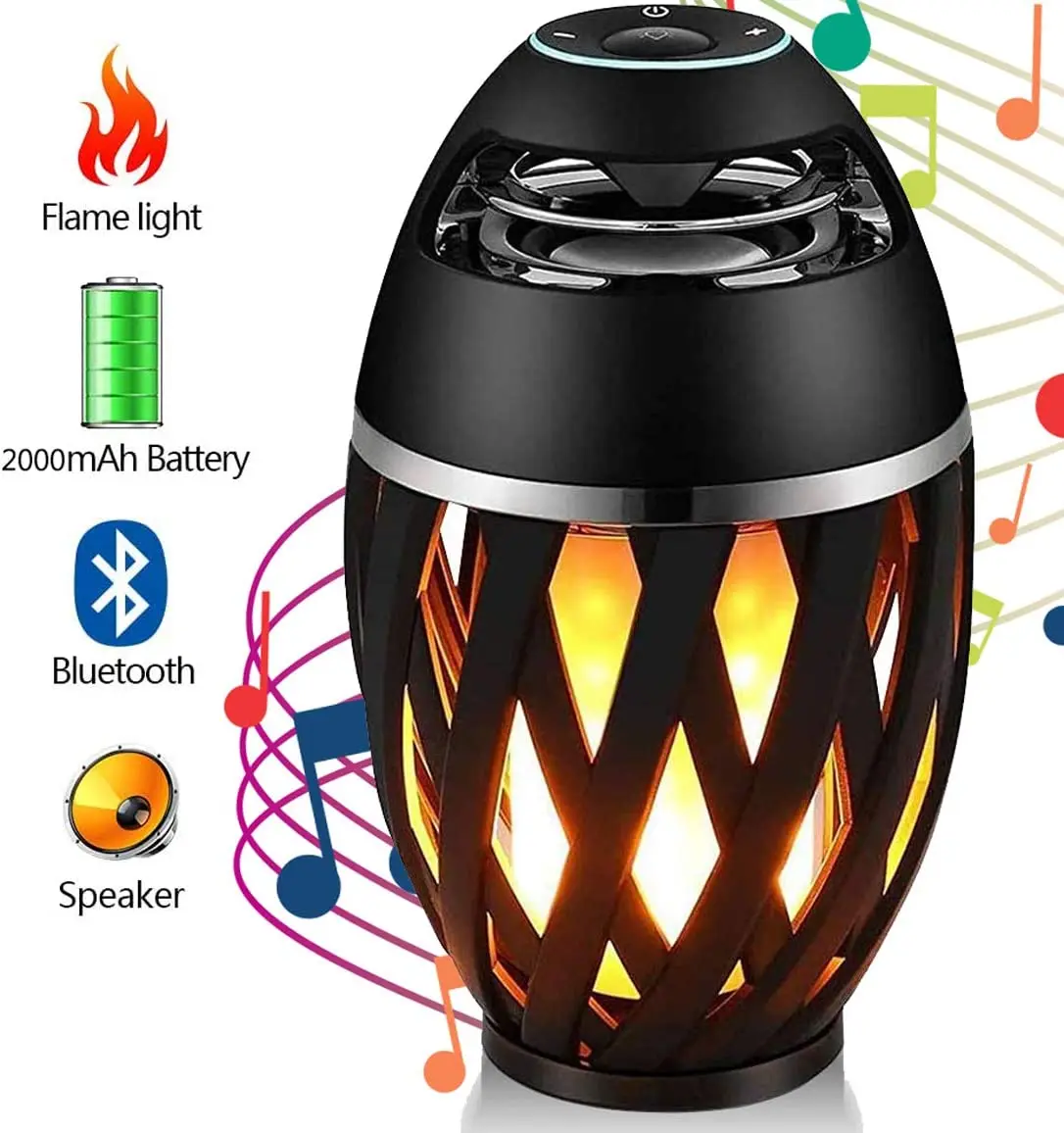 

Dropshipping USB Led Flame Lights Bluetooth Speaker Outdoor Portable Flame Atmosphere Lamp Stereo Speaker Camping Flame Effect